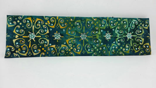 LeeAnnette Sea Green Batik Bandana with Caribbean Sea and Honey Austrian Crystals (L40208)