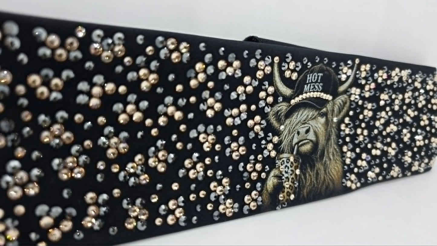 Super LeeAnnette Highlander Cows Bandana with Honey and Black Austrian Crystals (S48173)