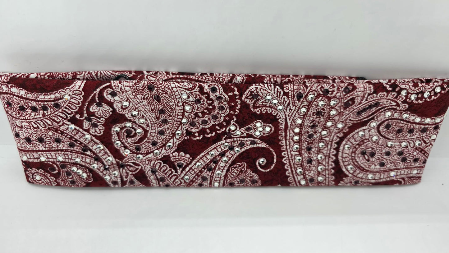 Red Victorian Bandana with Dark Red and Diamond Clear Austrian Crystals (E60126)
