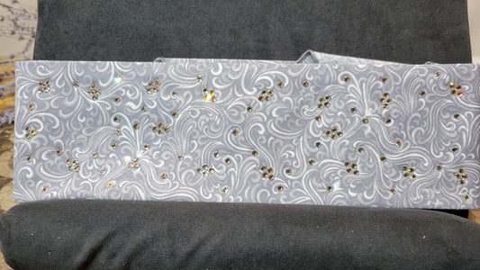 Grey Scroll Bandana with Diamond Clear Austrian Crystals (Sku6094)