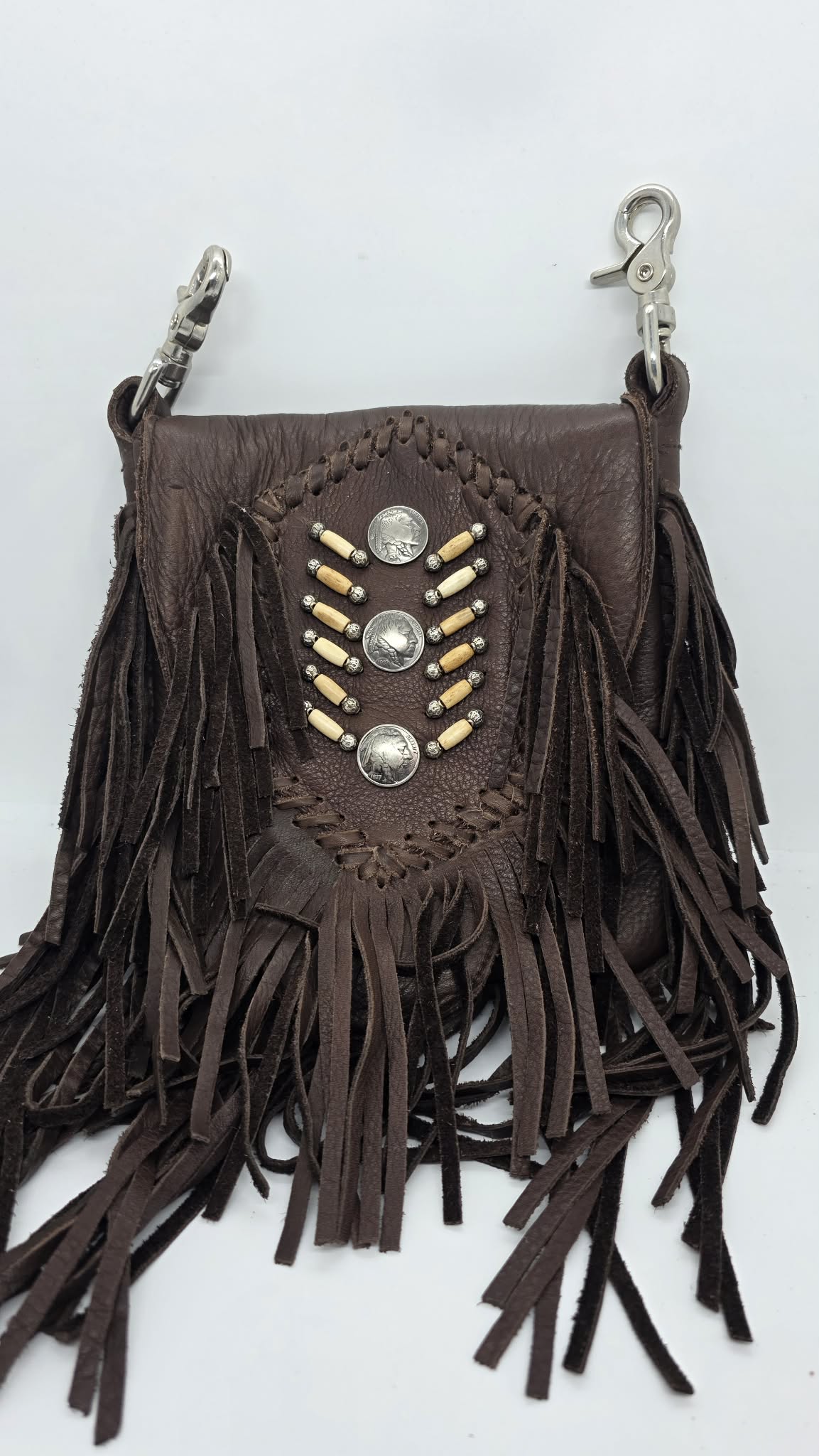 Brown Buck Skin Purse with Indian head