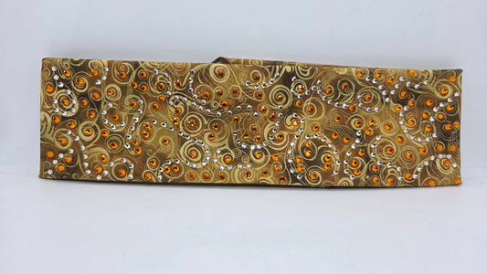 LeeAnnette Yellow Scrolls Bandana with Honey and Orange Austrian Crystals (L40222)