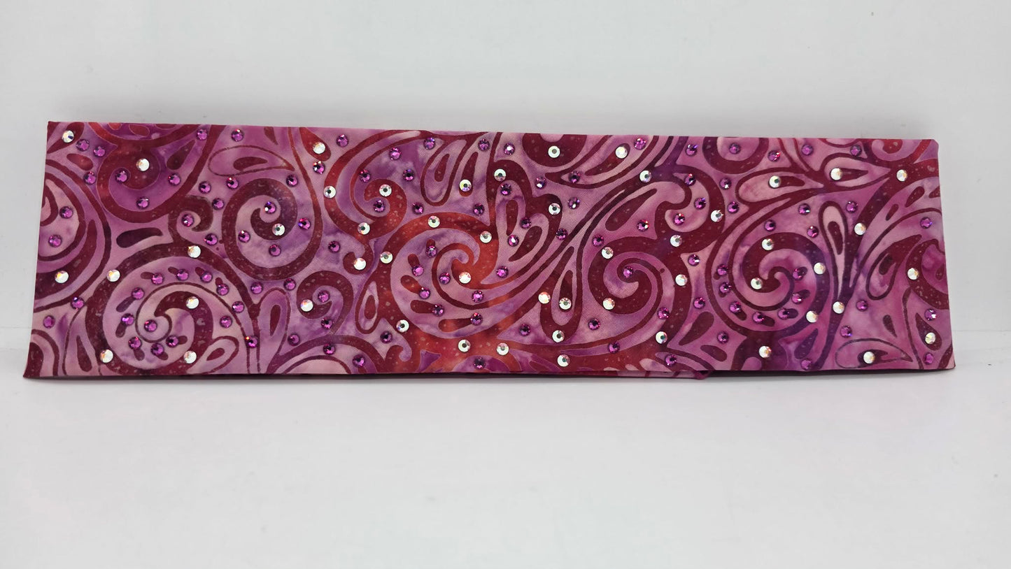 Pink Batik Bandana with Fuchsia and Aurora Borealis Austrian Crystals (E60120)