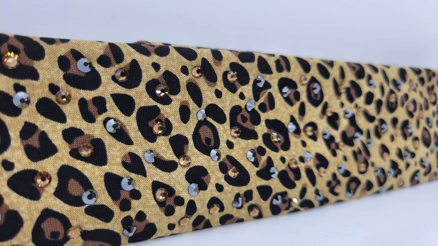 Narrow Cheetah with Brown and Black Austrian Crystals (Sku6117)