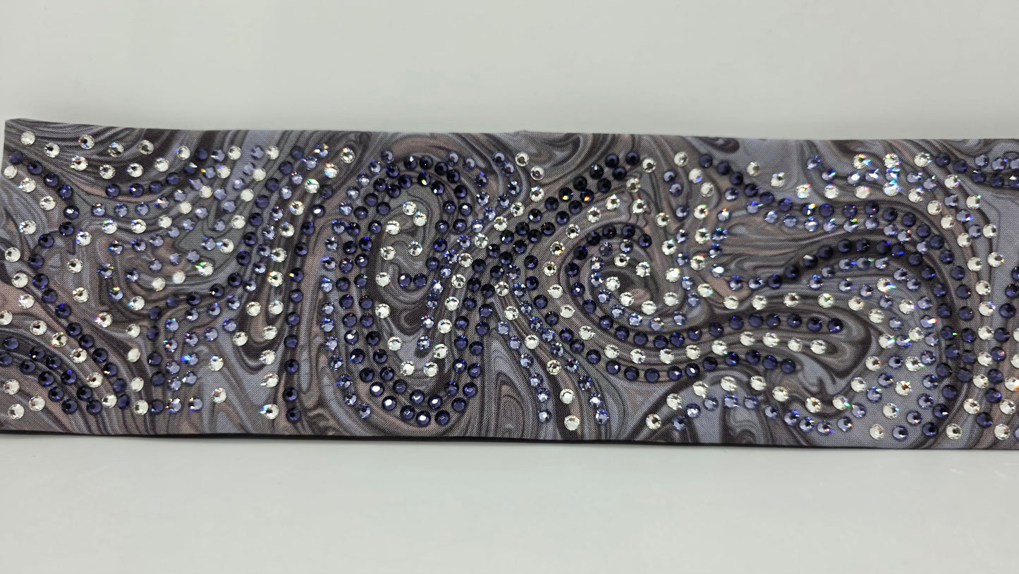 Super LeeAnnette Purple Marble Bandana with Dark Purple, Light Purple and Clear Austrian Crystals (S48132)