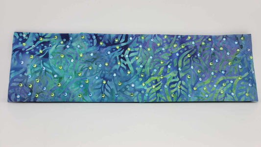 Blue and Green Seaweed Bandana with Blue Shimmer and Peridot Austrian Crystals (Sku6125)