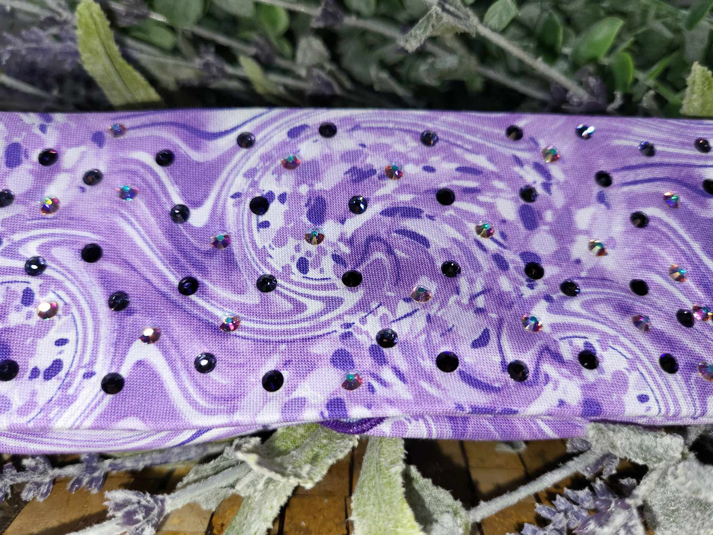 Narrow Purple Oil Slick with Dark Purple, Lavender and Aurora Borealis Austrian Crystals (Sku6127)