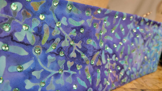 Blue and Purple Seaweed Bandana with Caribbean Sea Austrian Crystals (Sku6130)