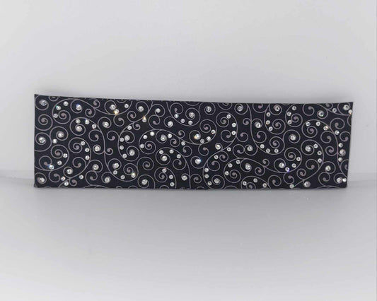 Scrolls on Black Bandana with Diamond Clear Austrian Crystals (sku6140)