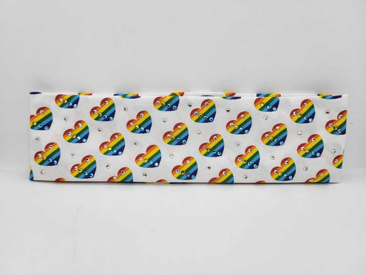 Rainbow Hearts Bandana with Multiple Colors of Austrian Crystals (Sku6155)