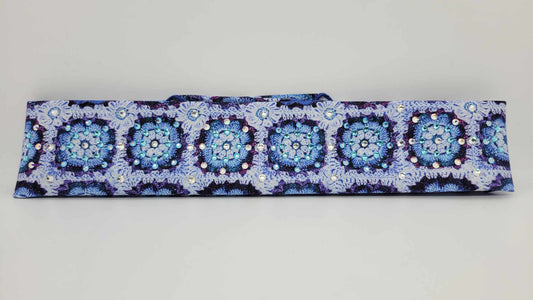 Narrow Blue Quilt Bandana with Aqua, Aurora Borealis, Blue Shimmer and Diamond Clear Austrian Crystals (sku6160)