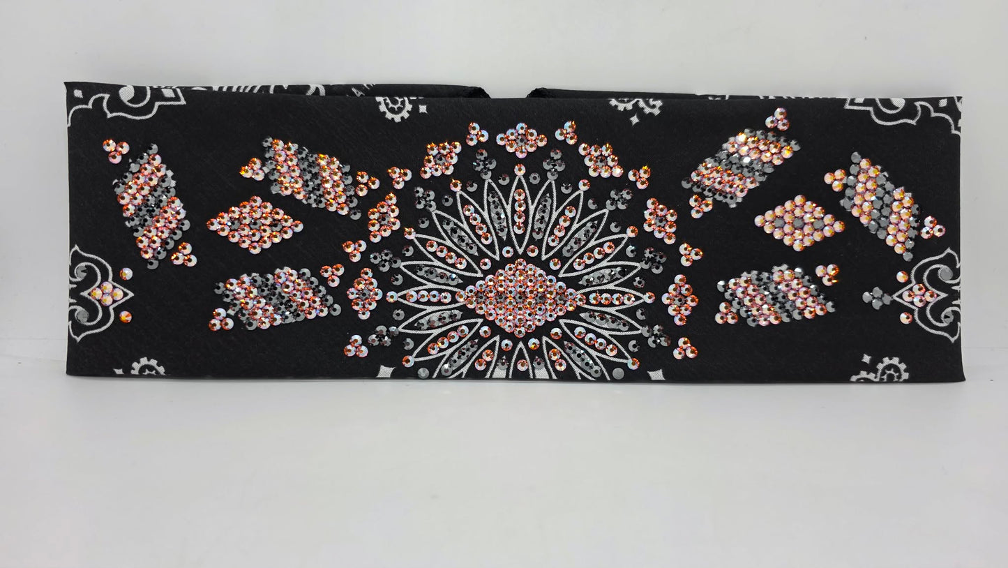 Super LeeAnnette Black Paisley Bandana with Sun Shimmer and Black Austrian Crystals (S48117)