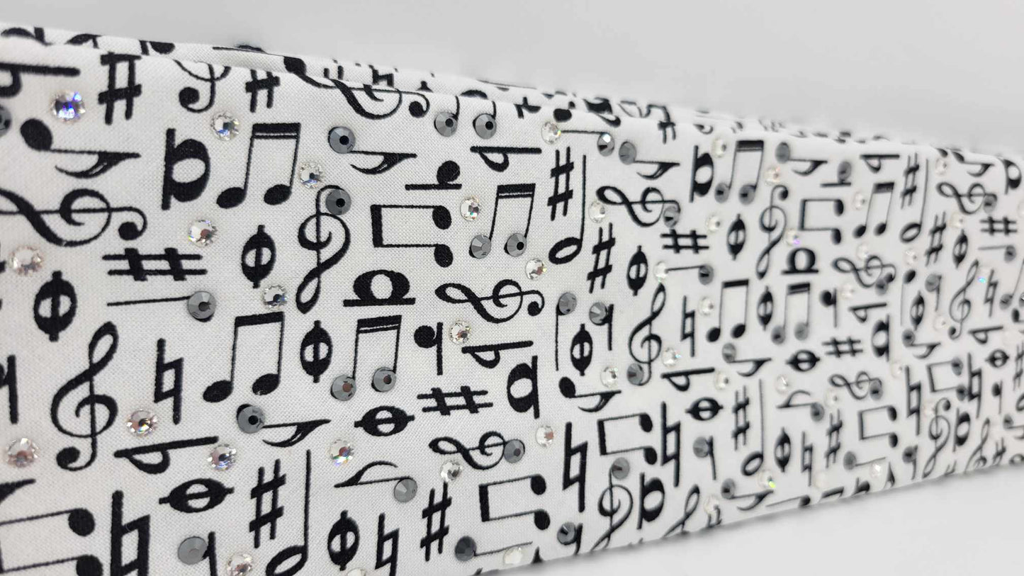 Music Notes with Black and Diamond Clear Austrian Crystals (Sku6172)