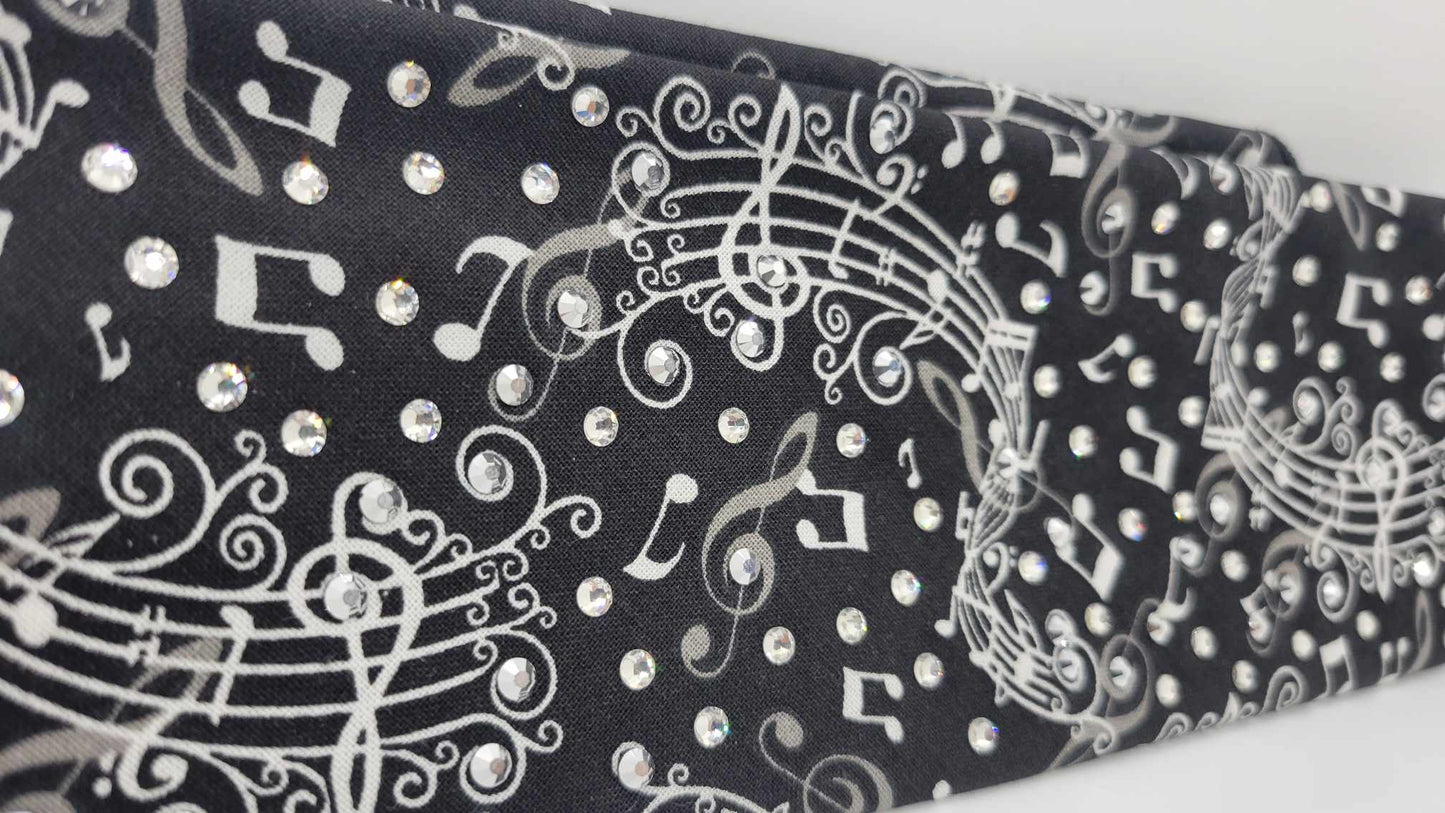 Music Notes with Chrome and Diamond Clear Austrian Crystals (Sku6179)