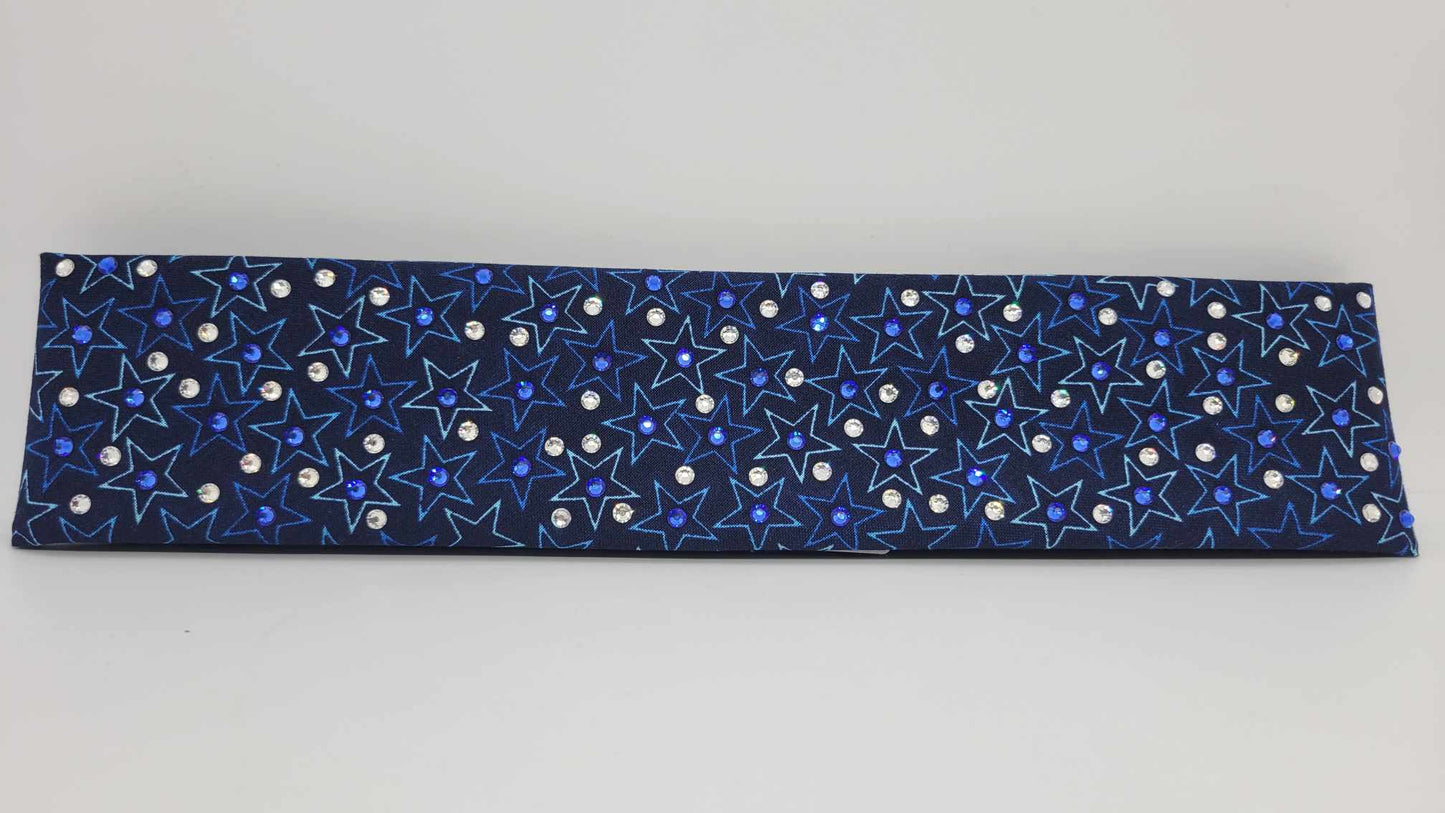 Narrow Blue Stars with Blue and Diamond Clear Austrian Crystals (sku6189)