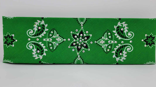 Green Flower Paisley with Diamond Clear Austrian Crystals (Sku6192)