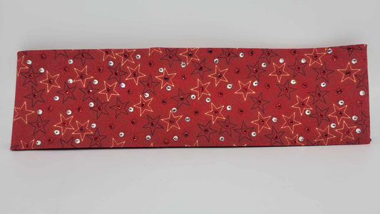 Red Stars Bandana with Red and Diamond Austrian Crystals (Sku6197)