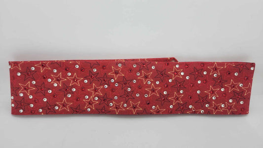 Narrow Red Stars Bandana with Red and Diamond Austrian Crystals (sku6199)