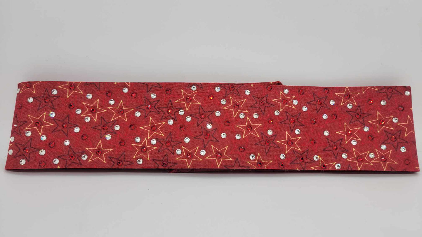 Narrow Red Stars with Red and Diamond Austrian Crystals (sku6199)