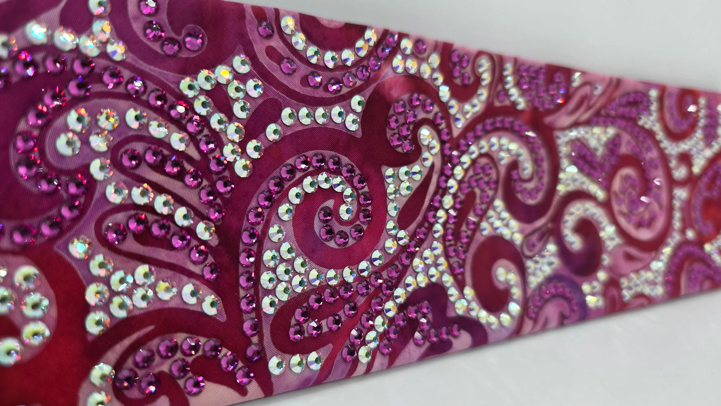 Super LeeAnnette Pink Batik Bandana with Fuchsia and Aurora Borealis Austrian Crystals (S48133)
