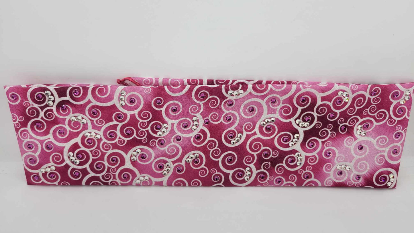 Faded Pink Scrolls with Fuchsia and Diamond Clear Austrian Crystals (Sku6209)