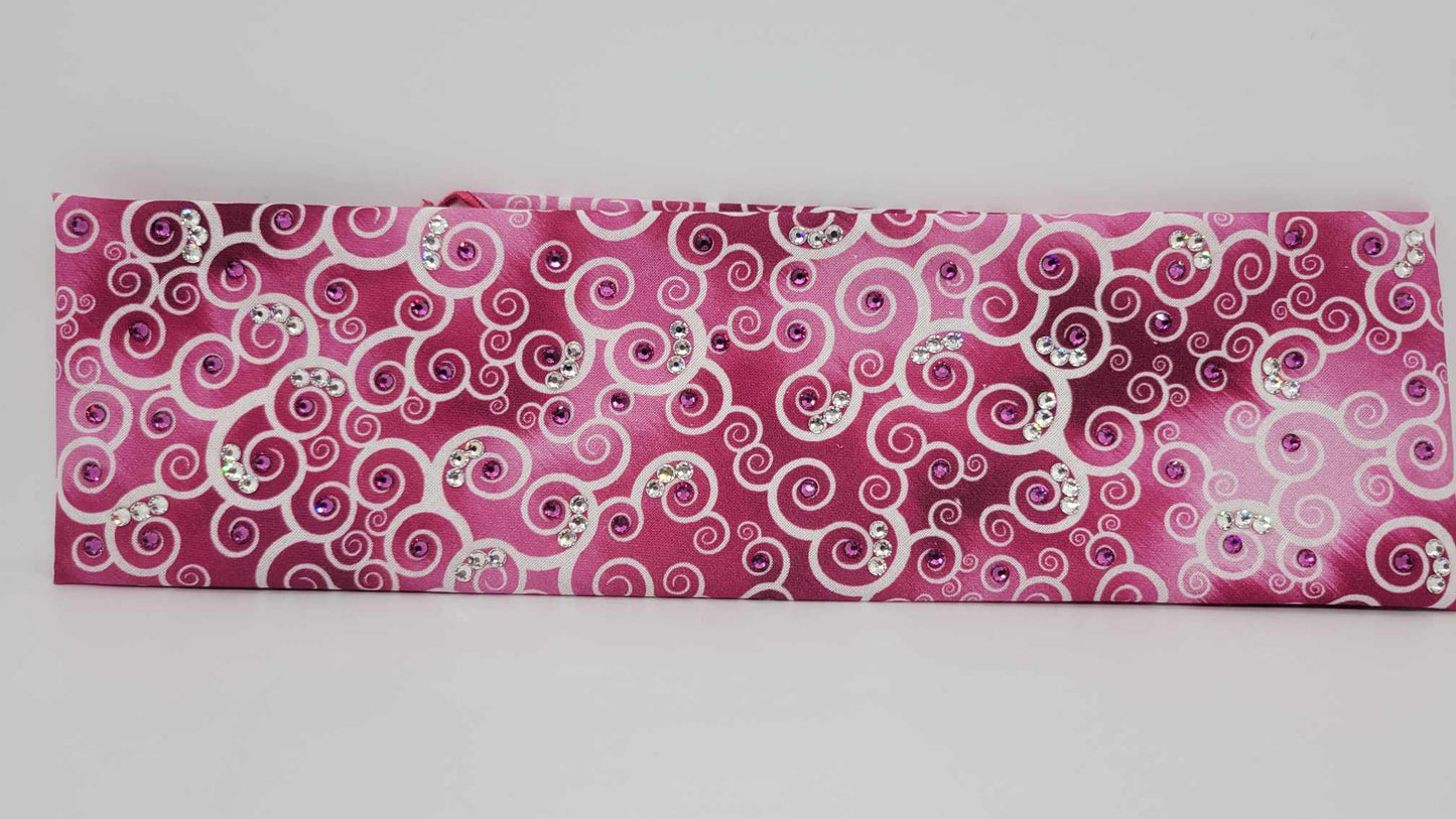 Faded Pink Scrolls with Fuchsia and Diamond Clear Austrian Crystals (Sku6209)