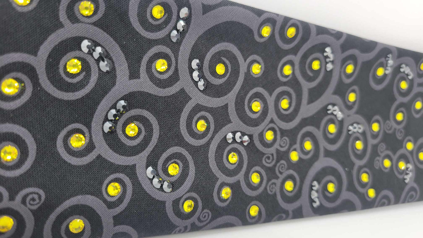Black Scrolls with Yellow and Black Austrian Crystals (Sku6241)