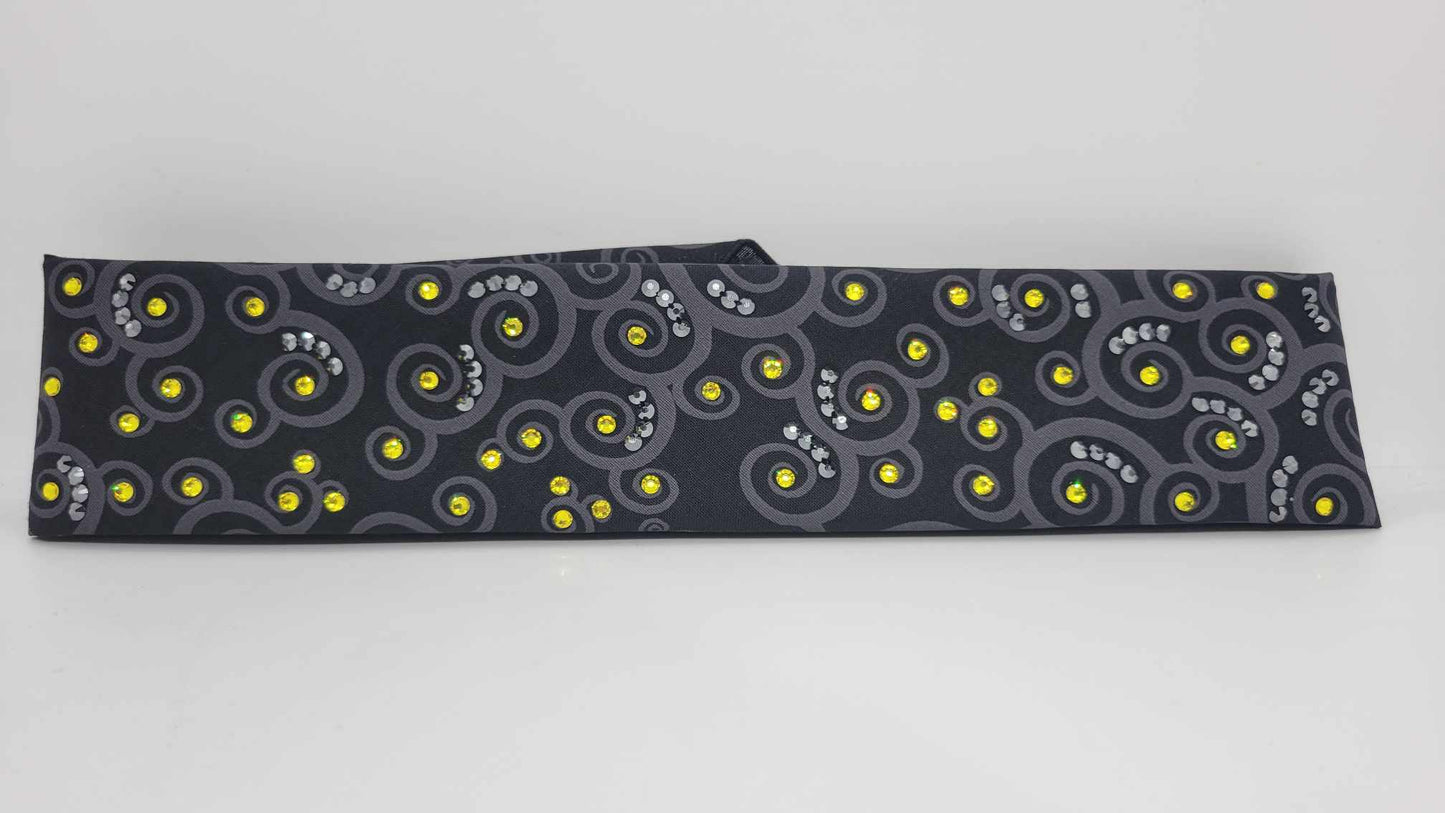 Narrow Black Scroll with Yellow and Black Austrian Crystals (sku6244)