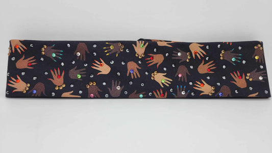 Narrow Pretty Hands Bandana with Multiple Colors of Austrian Crystals (sku6248)