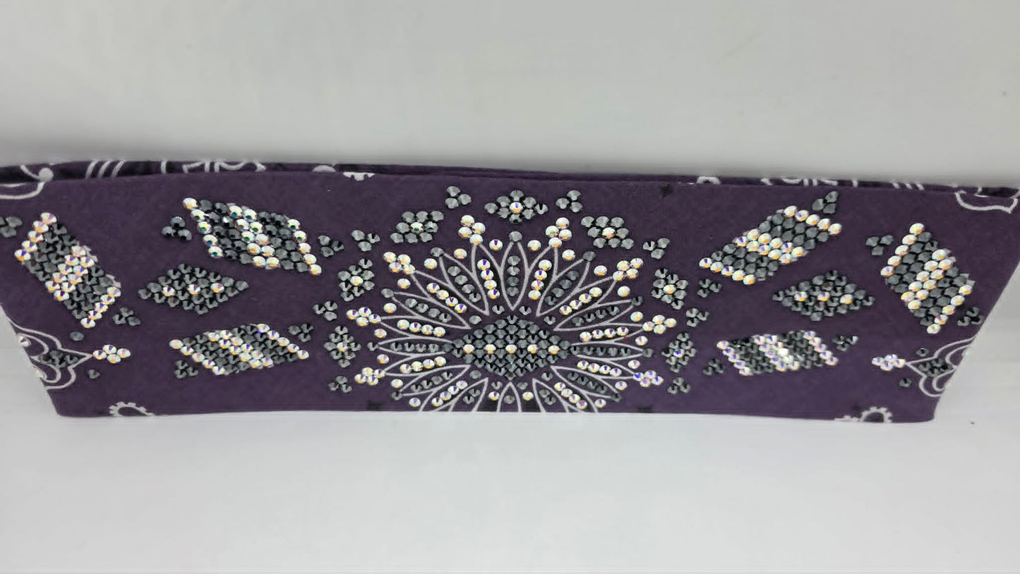 Super LeeAnnette Plum Paisley Bandana with Black and Aurora Borealis Austrian Crystals (S48163)