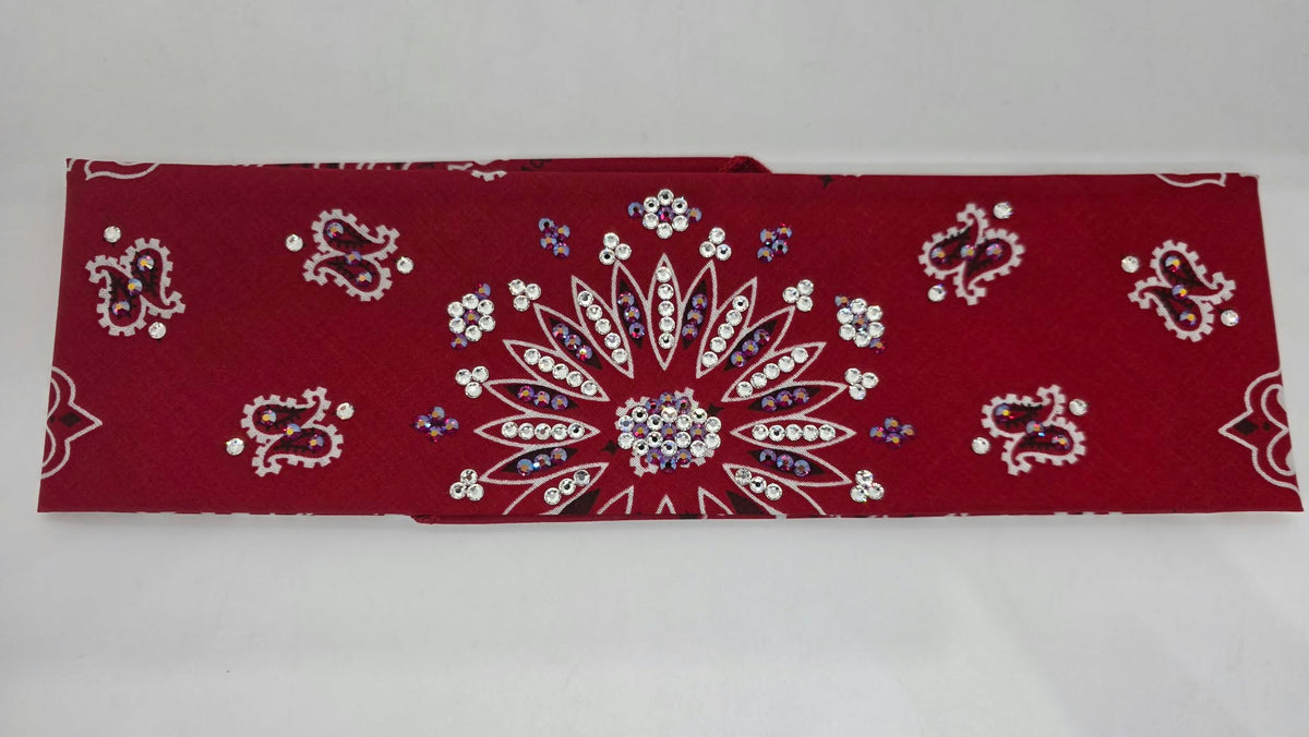 Red Paisley with Red Shimmer and Diamond Clear Austrian Crystals (E60180)