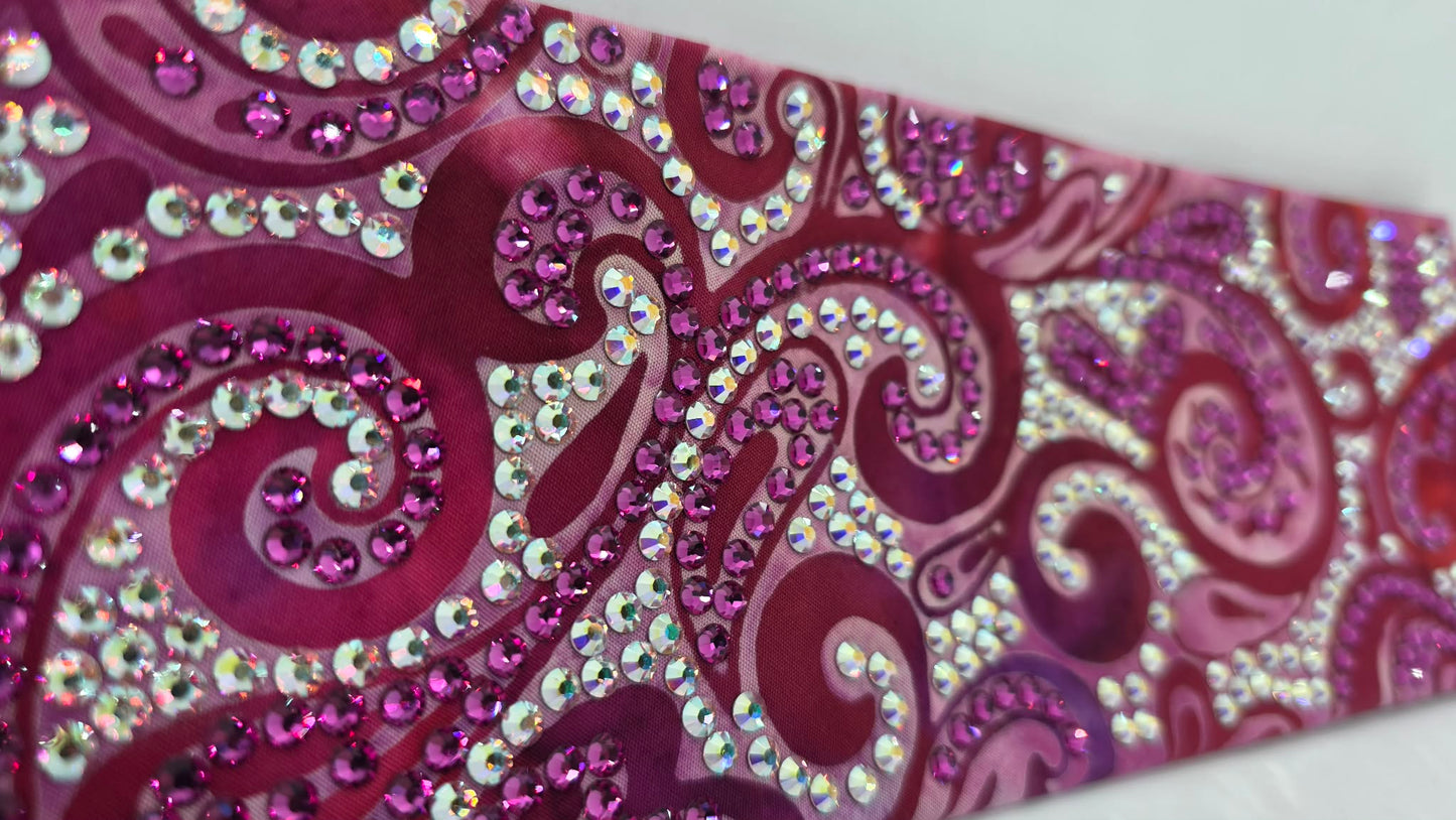 Super LeeAnnette Pink Batik Bandana with Fuchsia and Aurora Borealis Austrian Crystals (S48133)