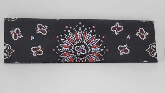 Black and Red Paisley with Black and Red Shimmer Austrian Crystals (Sku6289)