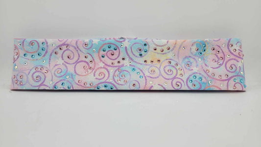 Narrow Cotton Candy Scrolls Bandana with Pink, Blue and Aurora Borealis Austrian Crystals (sku6299)