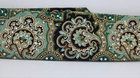 Royal Green Bandana with Peridot Shimmer, Honey and Diamond Clear Austrian Crystals (E60148)