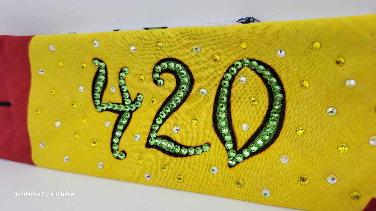 420 with Light Green, Yellow and Aurora Borealis Austrian Crystals (Sku6320)