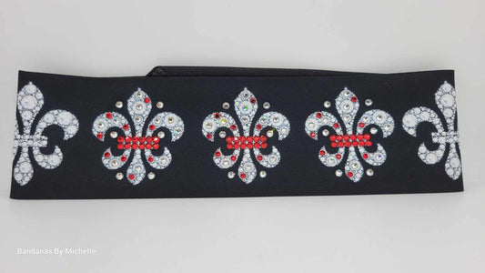 Fleur-de-lis with Red and Diamond Clear Austrian Crystals (Sku6322)