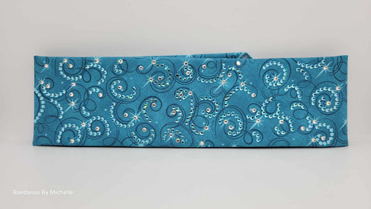 LeeAnnette Blue Scrolls with Aqua and Diamond Clear Austrian Crystals (Sku4490)