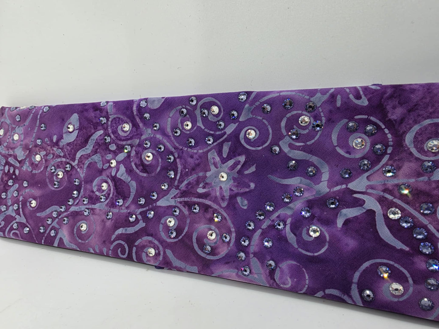 EXTRA BLING - Purple Batik Bandana with Lavender and Diamond Clear Austrian Crystals (sku6361)