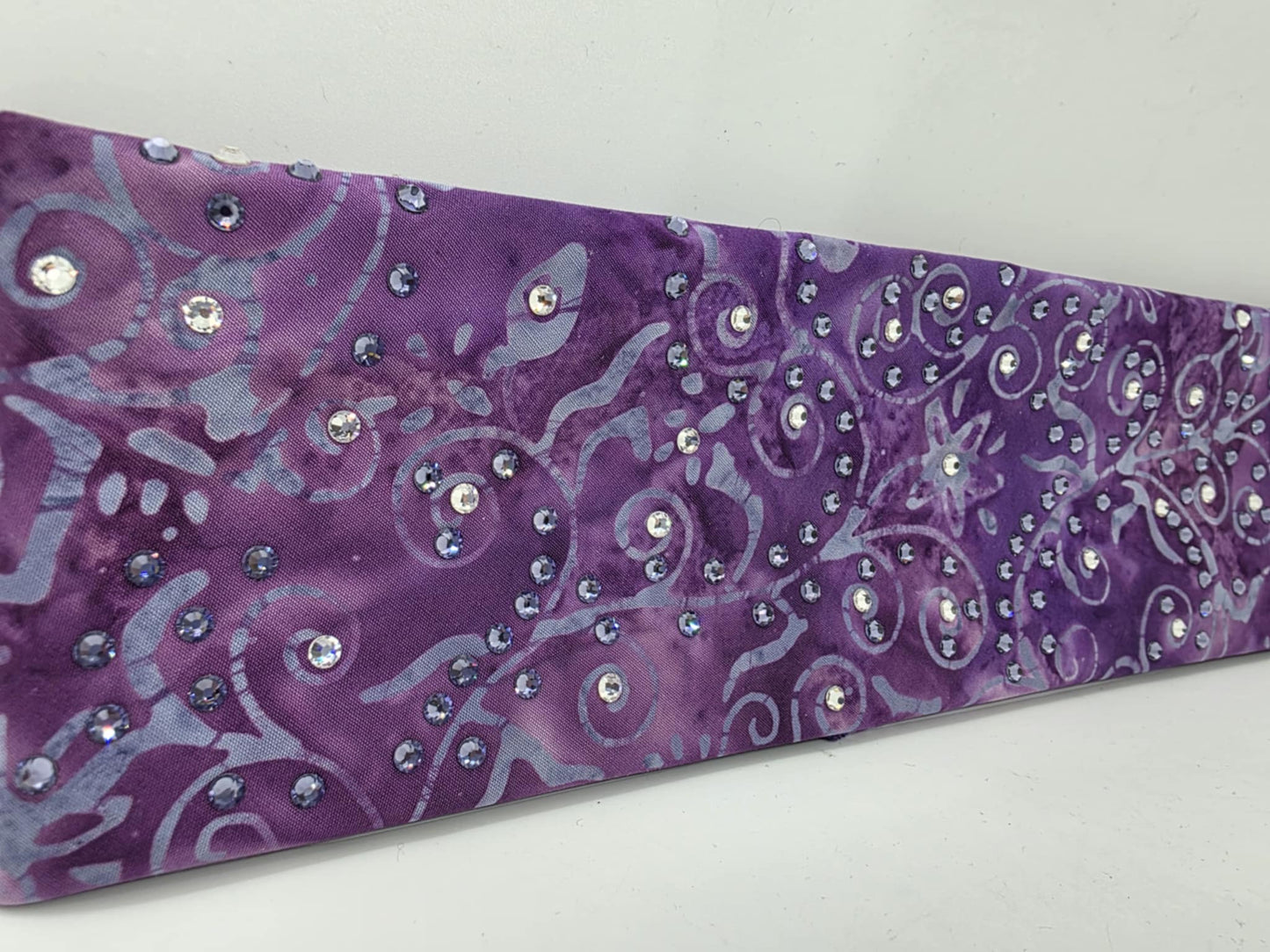 EXTRA BLING - Purple Batik Bandana with Lavender and Diamond Clear Austrian Crystals (sku6361)