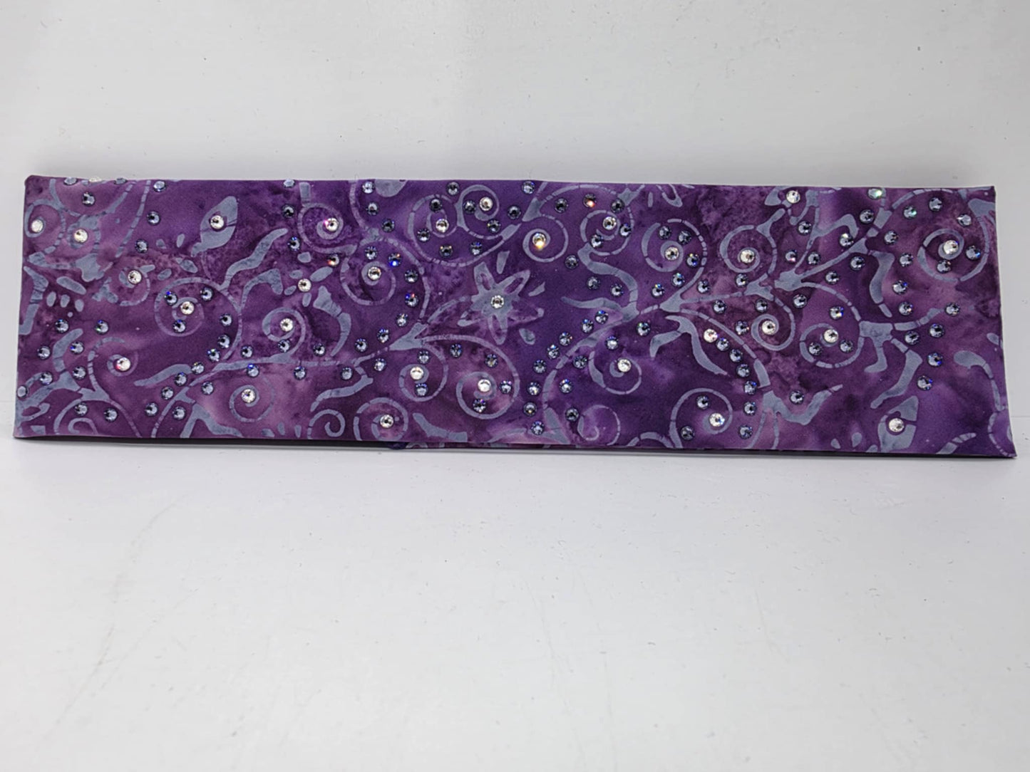 EXTRA BLING - Purple Batik Bandana with Lavender and Diamond Clear Austrian Crystals (sku6361)