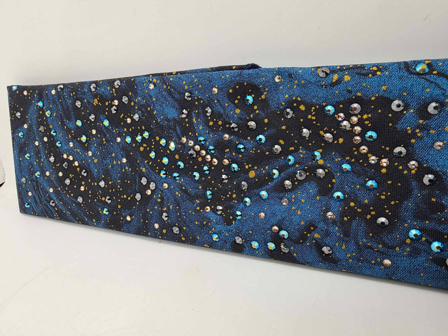 EXTRA BLING - Dark Waters Bandana with Black, Blue Shimmer and Honey Austrian Crystals (sku6363)