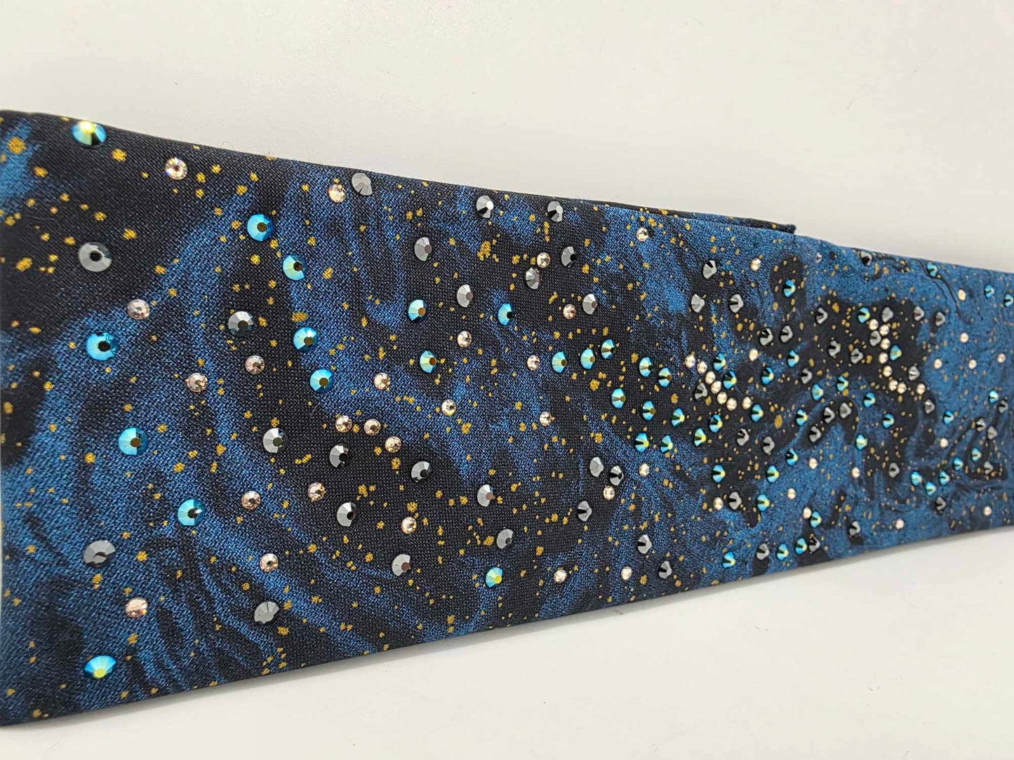 EXTRA BLING - Dark Waters Bandana with Black, Blue Shimmer and Honey Austrian Crystals (sku6363)