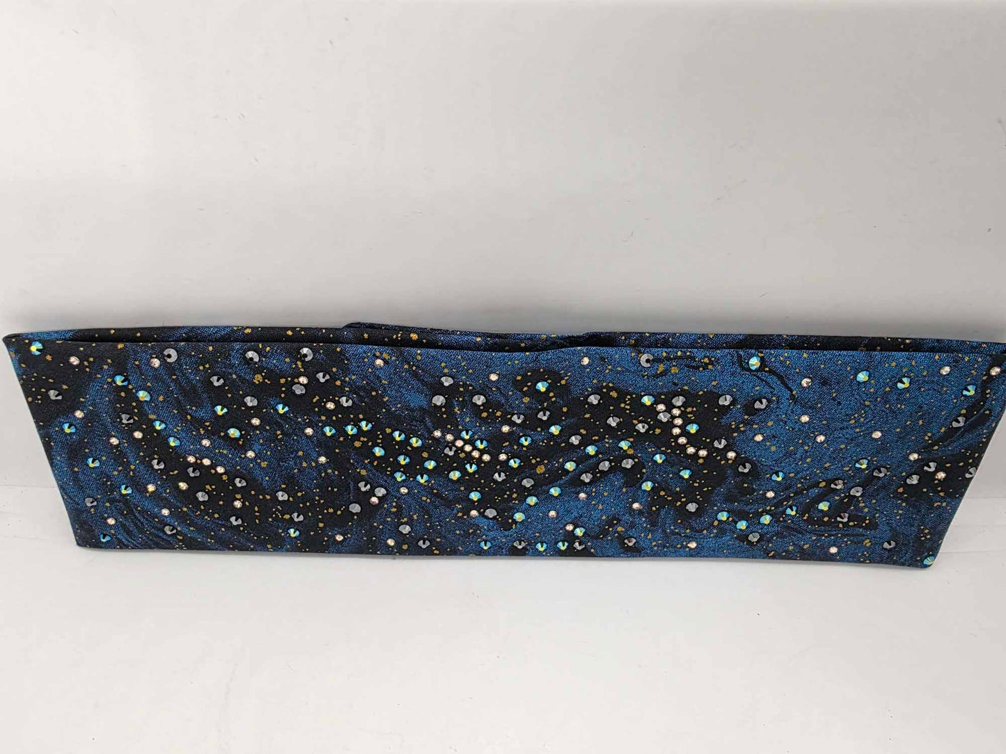 EXTRA BLING - Dark Waters Bandana with Black, Blue Shimmer and Honey Austrian Crystals (sku6363)