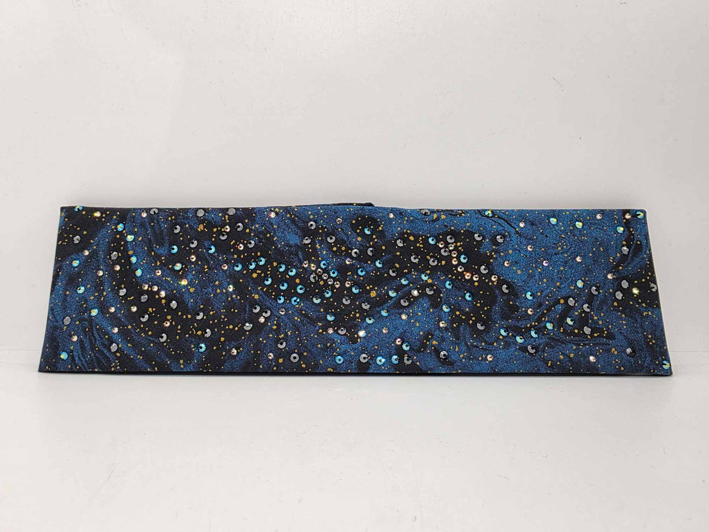 EXTRA BLING - Dark Waters Bandana with Black, Blue Shimmer and Honey Austrian Crystals (sku6363)