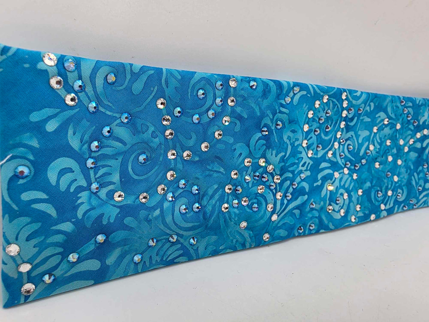 EXTRA BLING - Blue Batik Bandana with Blue Shimmer and Diamond Clear Austrian Crystals (sku6364)