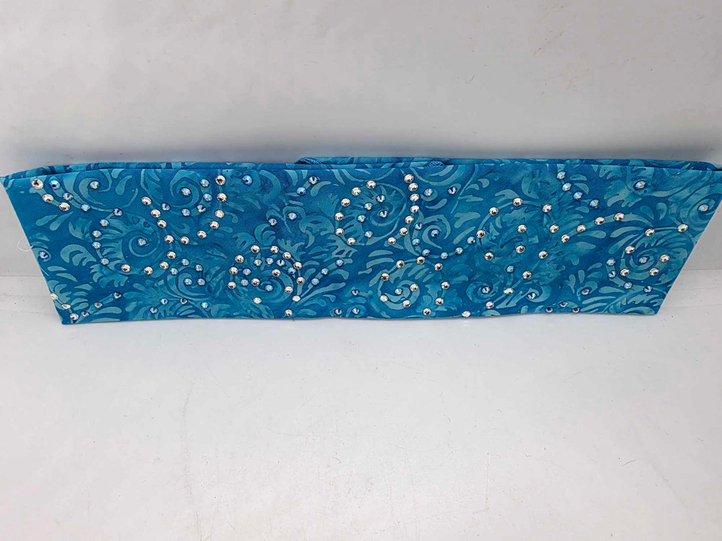 EXTRA BLING - Blue Batik Bandana with Blue Shimmer and Diamond Clear Austrian Crystals (sku6364)