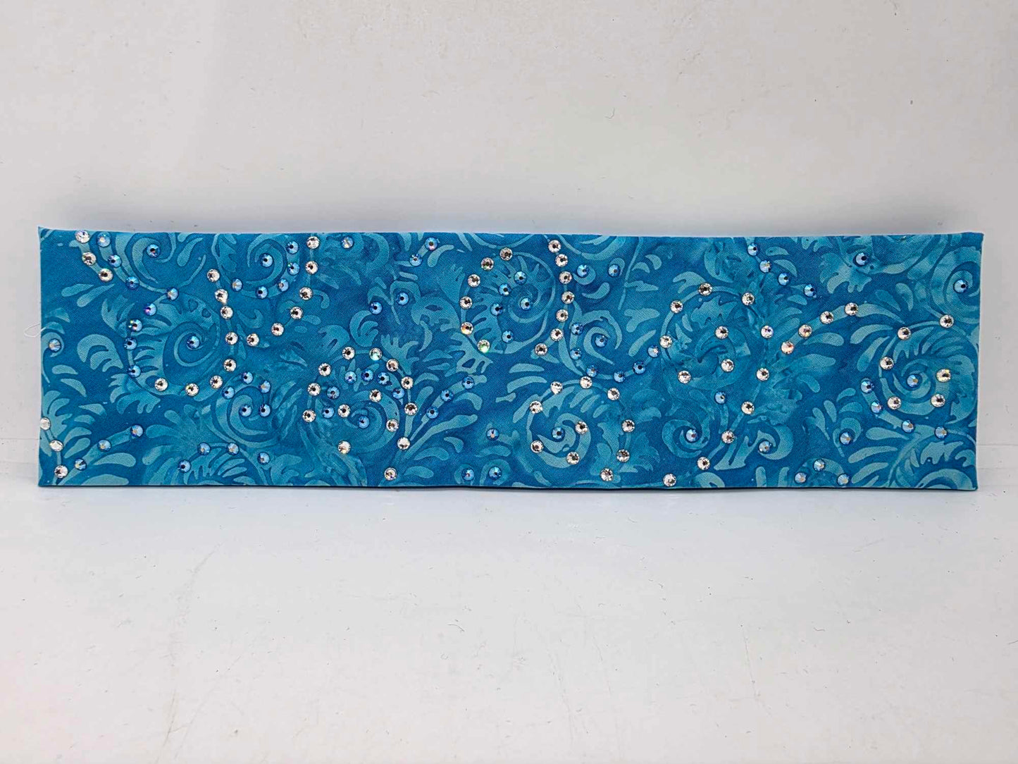 EXTRA BLING - Blue Batik Bandana with Blue Shimmer and Diamond Clear Austrian Crystals (sku6364)