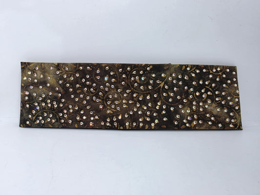 EXTRA BLING -Brown Batik Vines Bandana with Honey Austrian Crystals (sku6366)
