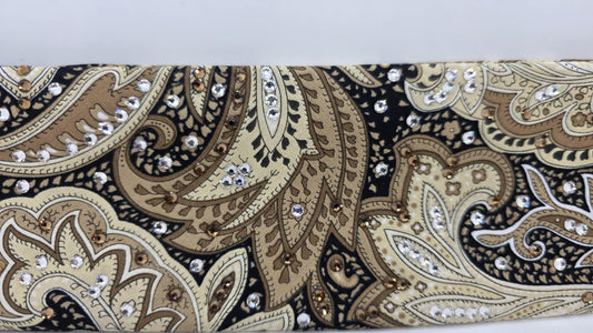 EXTRA BLING - Fancy Brown Paisley Bandana with Brown and Diamond Clear Austrian Crystals (sku6377)